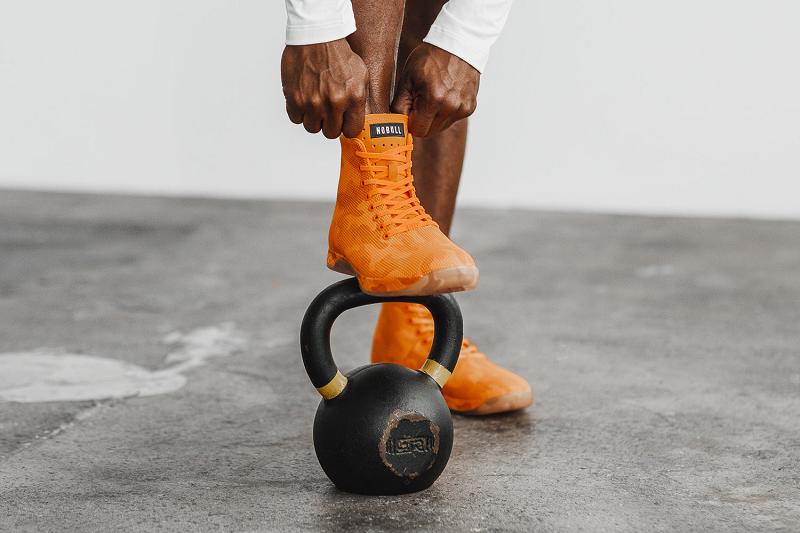 Nobull High-Top Neon Orange Camo Men's Trainers Orange | USA K1488O
